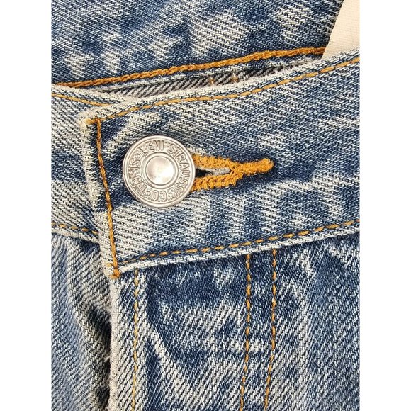 Levis 501 Vintage Denim Blue Jeans Button Fly Red Tab Mexico 35/30 Light Wash - Picture 5 of 13